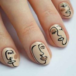 Continuous line, an arty and trendy manicure for our nails