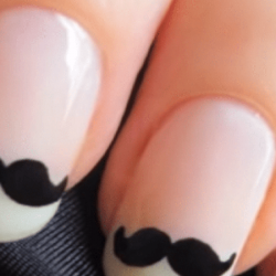 Nail art: mustache and bow tie